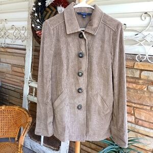 Chadwick's Tan 100 % Corduroy Collared Jacket With Back Pleats_S